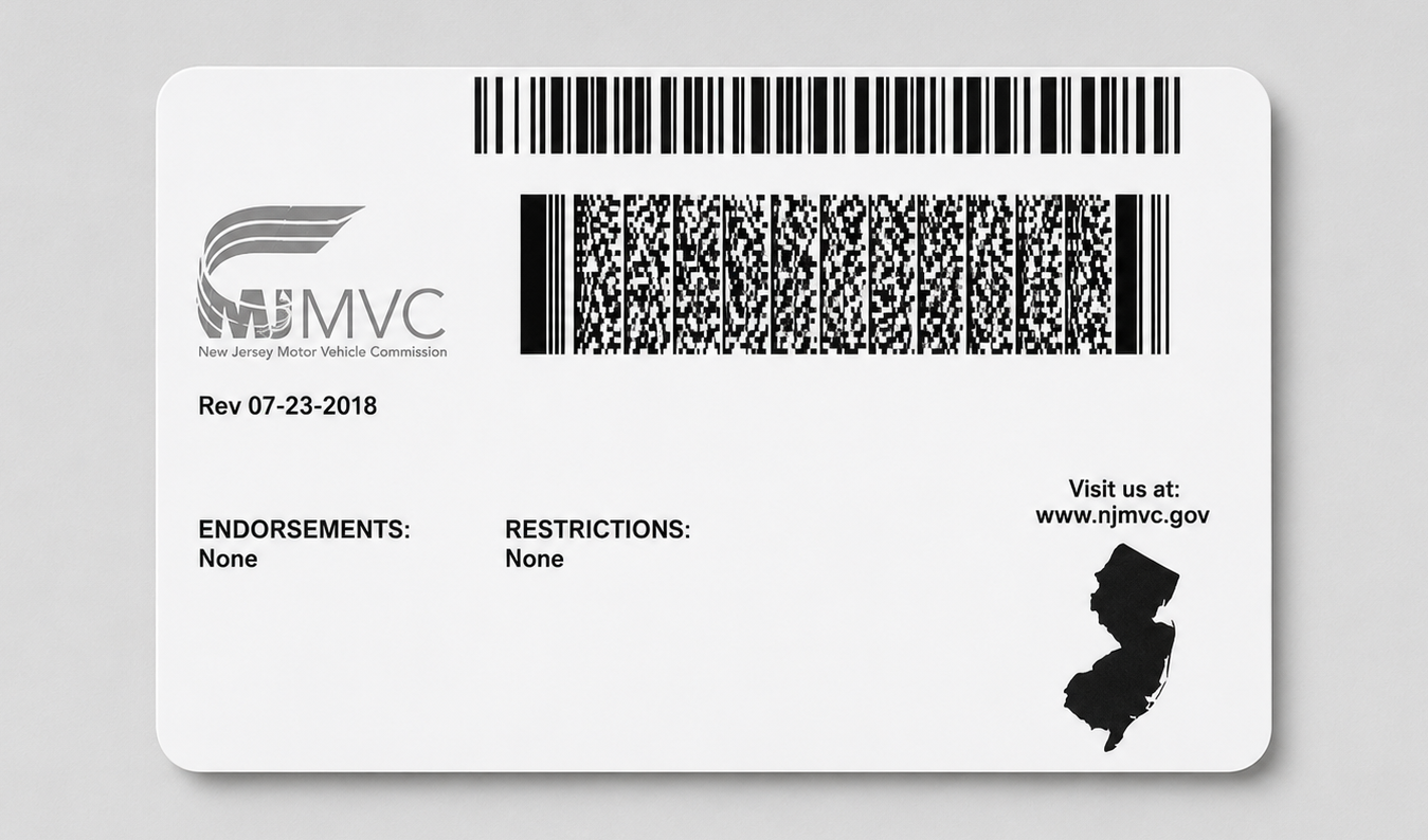 Example back license card photo