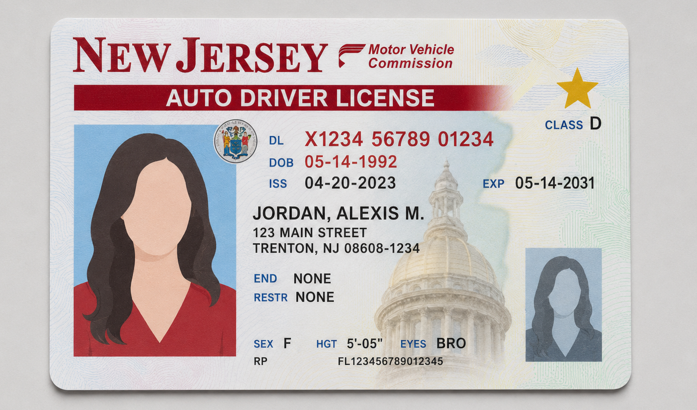 Example front license card photo